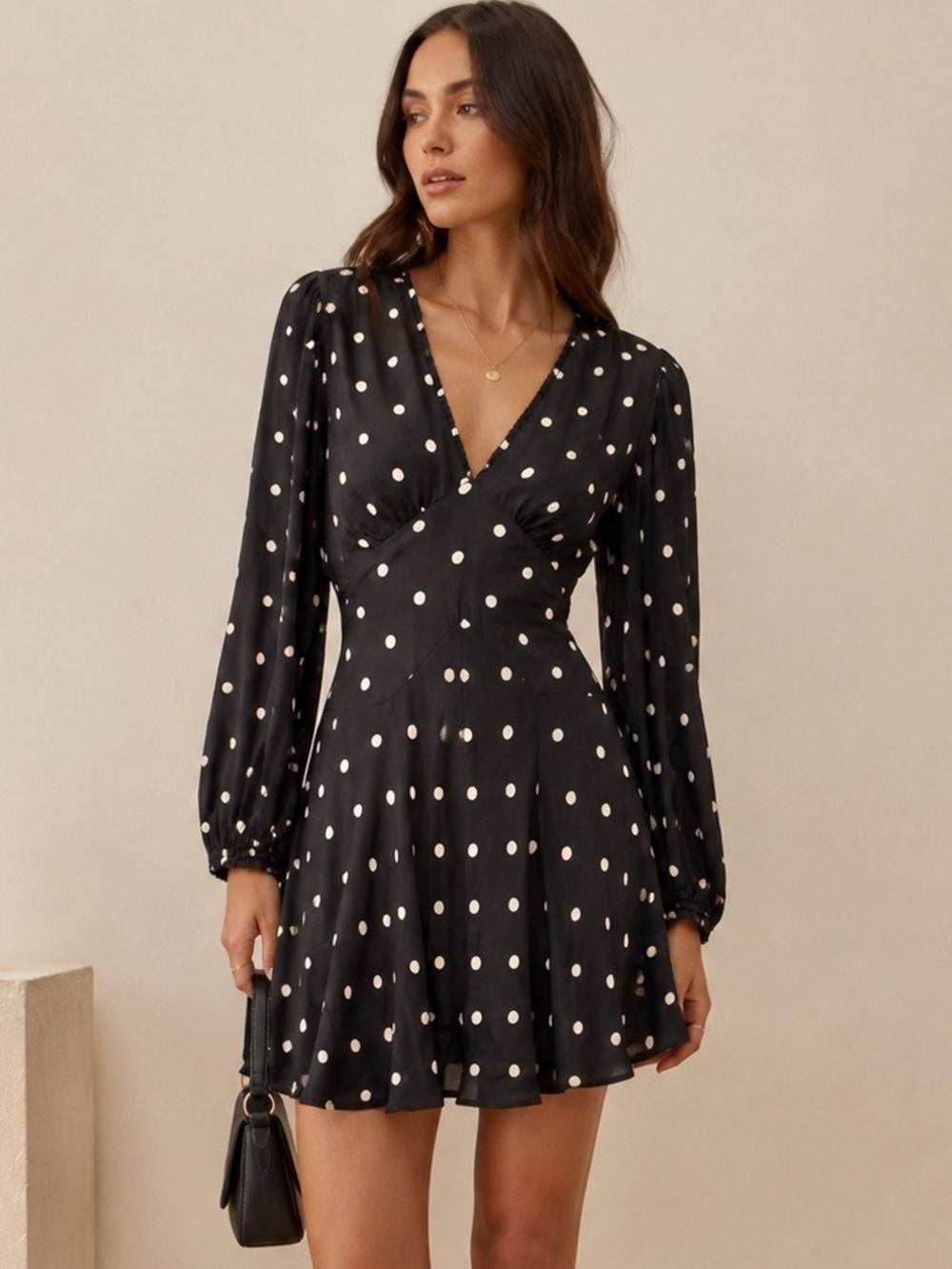 Trovata Birds of Paradis Black Polka Dot Mini Dress